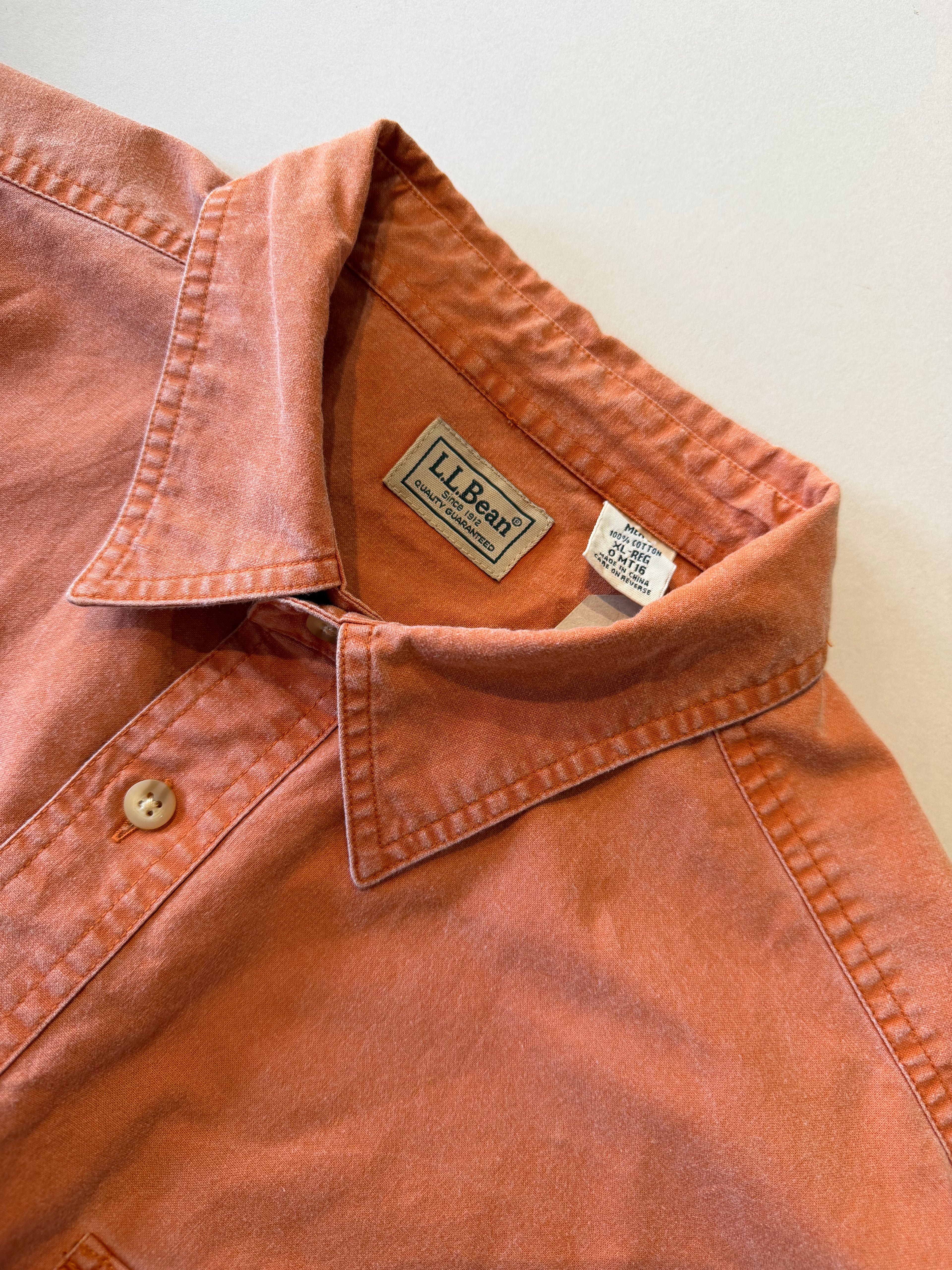 L.L bean thick cotton orange shirt XL REG