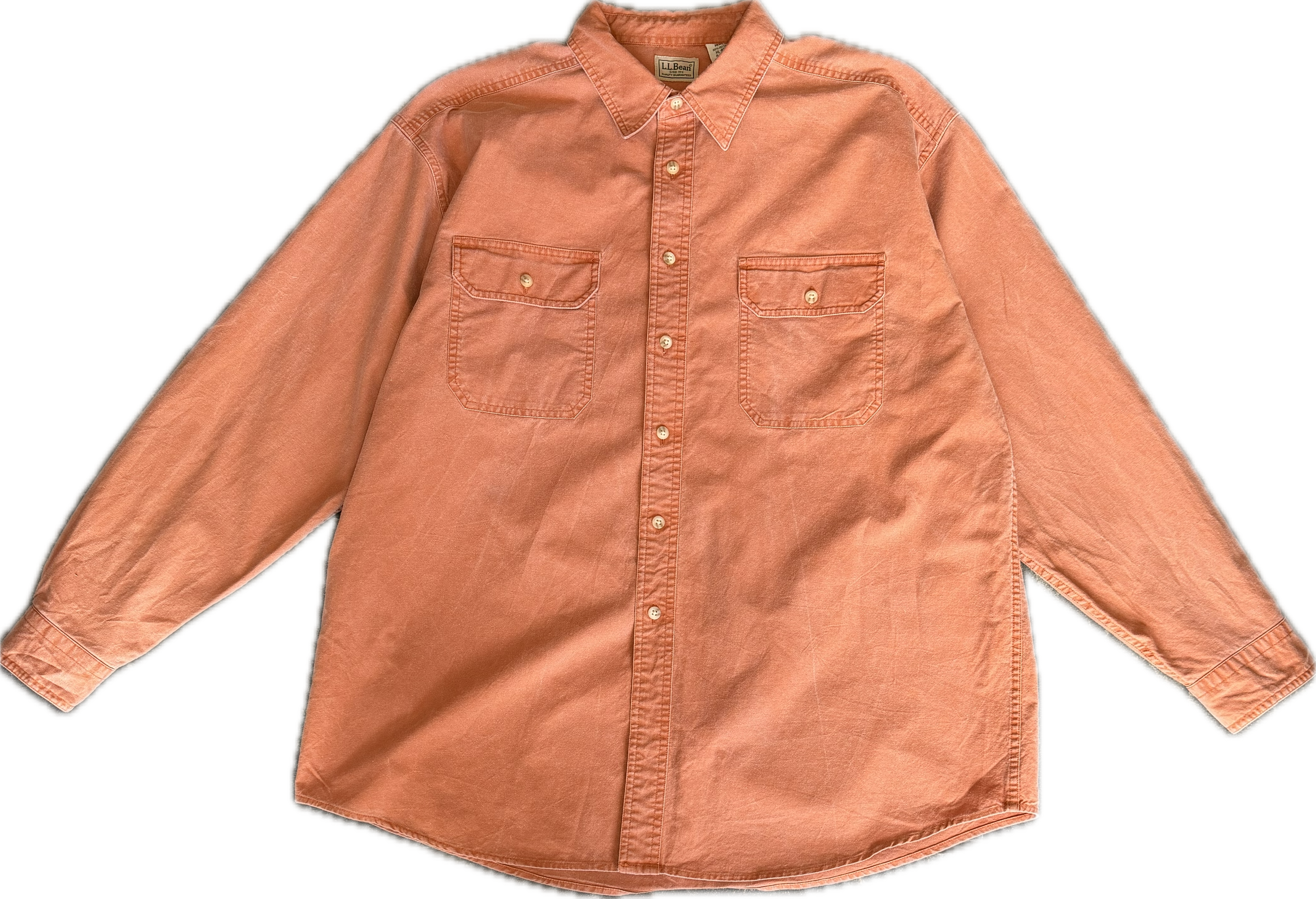 L.L bean thick cotton orange shirt XL REG